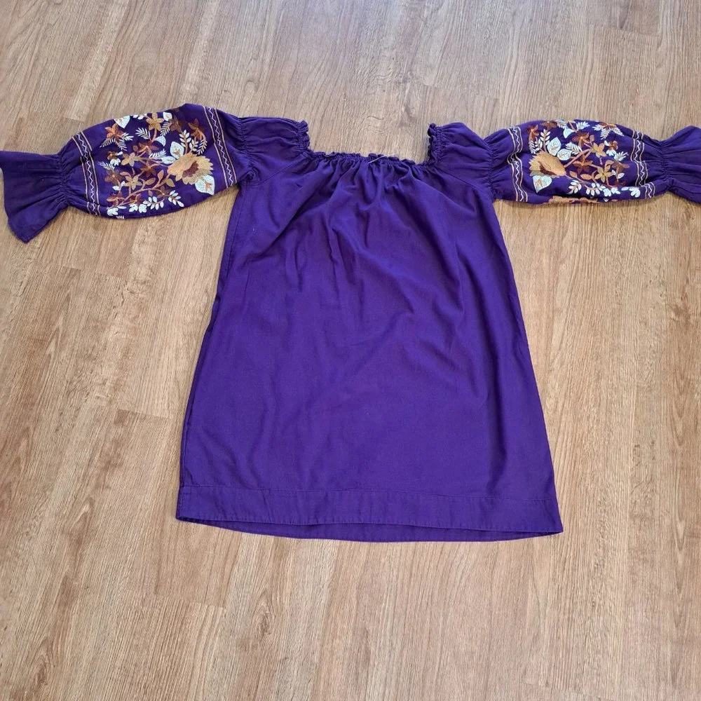Free People Fleur Du Jour Purple Cotton Mini Dress Size Misses Extra Sma…
